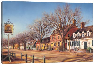 Duke Of Gloucester Street From King's Arms Tavern (Williamsburg, Virginia) Canvas Art Print - Gulay Berryman