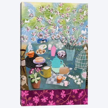 Tea Under Apple Blossoms Canvas Print #GYG18} by Gertie Young Canvas Art