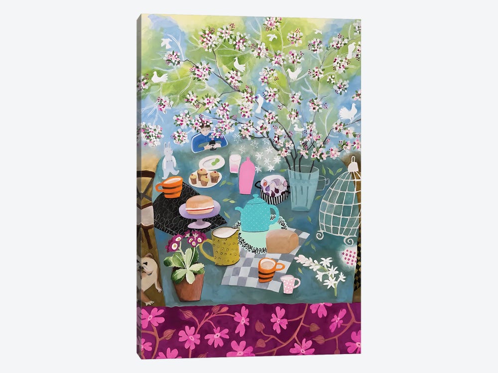 Tea Under Apple Blossoms by Gertie Young 1-piece Canvas Artwork