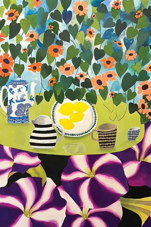Star Petunias Under A Lime Table by Gertie Young wall art