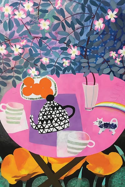 Modern Tablescapes: California Poppies Under A Pink Table by Gertie Young