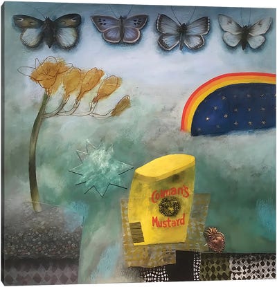Four Butterflies And A Question Canvas Art Print - Gertie Young