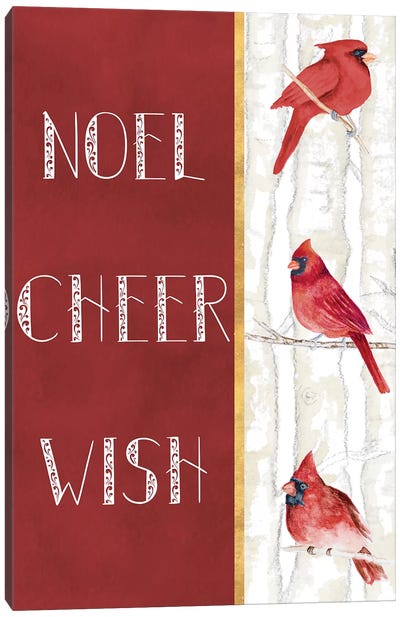 Noel Cheer Wish Canvas Art Print - Cardinal Art