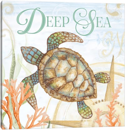 Deep Sea Canvas Art Print - Turtle Art