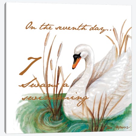 Seven Swans a-Swimming Canvas Print #GYN21} by Janice Gaynor Canvas Artwork
