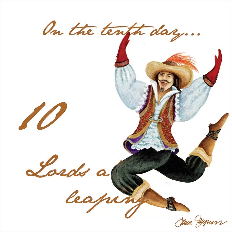 Ten Lords a-Leaping by Janice Gaynor wall art