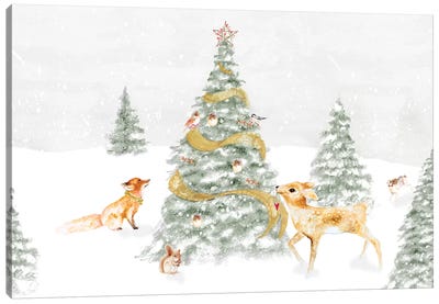 Woodland Christmas I Canvas Art Print - Squirrel Art