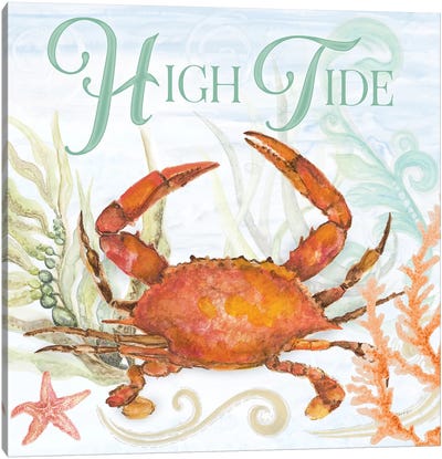 High Tide Canvas Art Print - Crab Art
