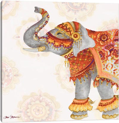 Elephant On Pink II Canvas Art Print - Indian Décor