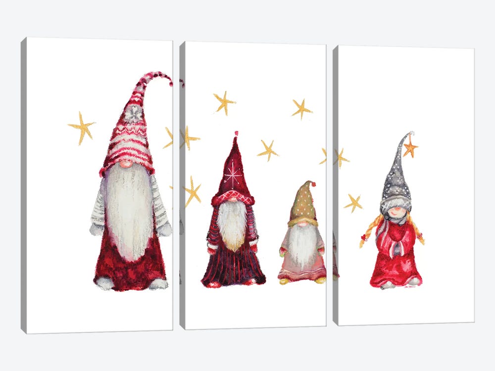 Gnome Family by Janice Gaynor 3-piece Canvas Art Print
