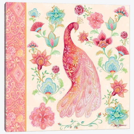 Pink Medallion Peacock I Canvas Print #GYN38} by Janice Gaynor Canvas Art Print