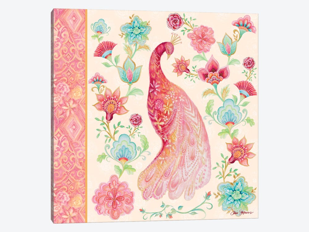 Pink Medallion Peacock I by Janice Gaynor 1-piece Canvas Wall Art