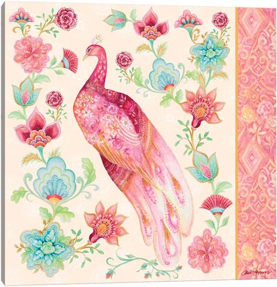 Pink Medallion Peacock II Canvas Art Print
