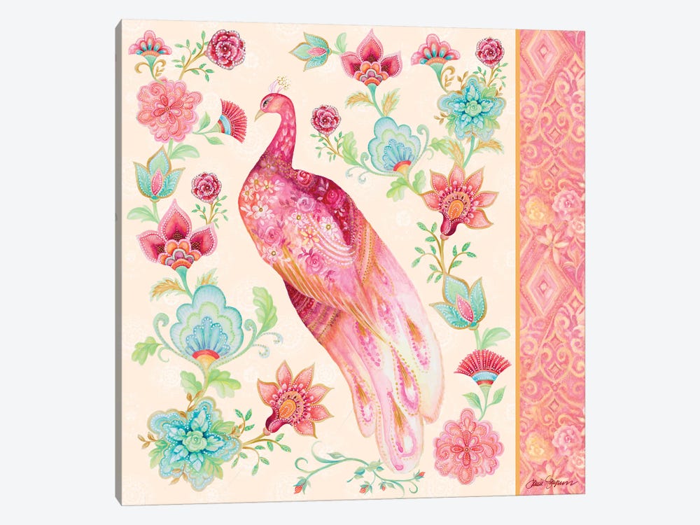 Pink Medallion Peacock II by Janice Gaynor 1-piece Canvas Print