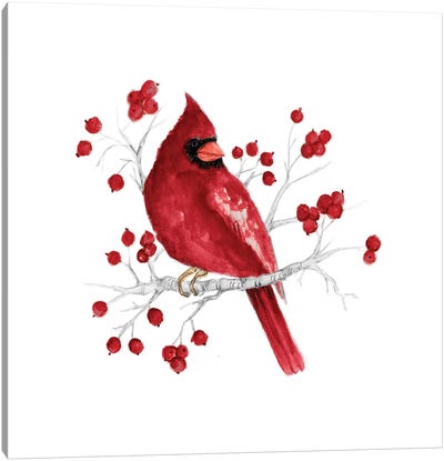 Winter Cardinal In Red I Canvas Art Print - Cardinal Art