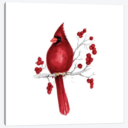 Winter Cardinal In Red II Canvas Print #GYN41} by Janice Gaynor Canvas Artwork