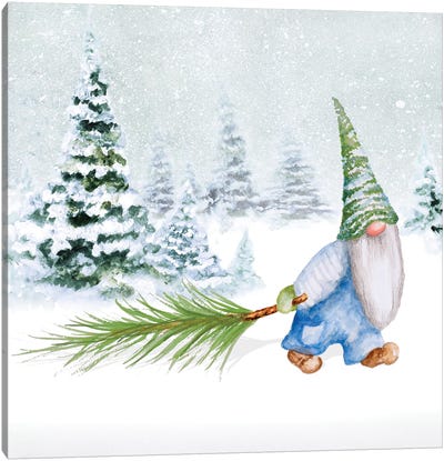 Gnomes on Winter Holiday I Canvas Art Print - Large Christmas Art