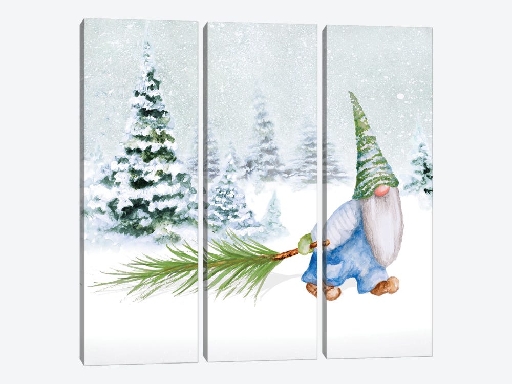 Gnomes on Winter Holiday I by Janice Gaynor 3-piece Canvas Art
