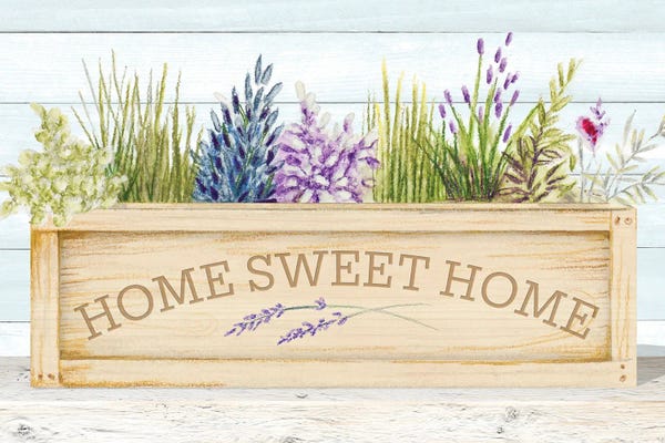 Herbs: Lavender & Wood Planter Home by Janice Gaynor