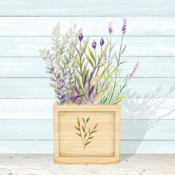 Herbs: Lavender and Wood Square IV by Janice Gaynor