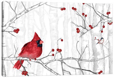 Holiday Tales Rectangle Canvas Art Print - Cardinal Art