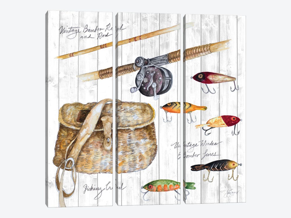 Bait And Tackle II by Janice Gaynor 3-piece Canvas Print