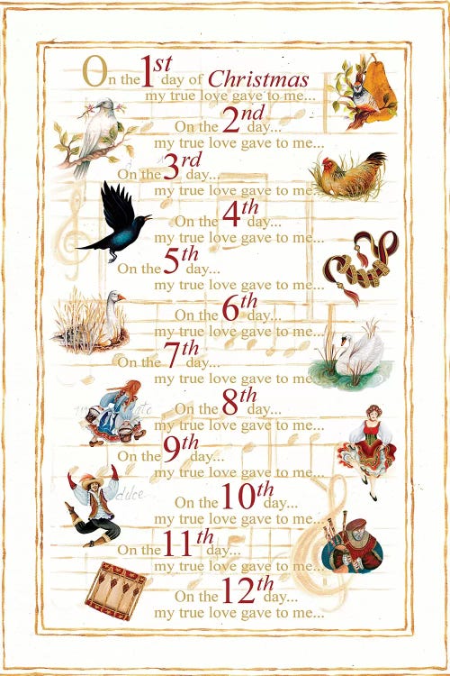 12 Days of Christmas  (vertical) by Janice Gaynor wall art