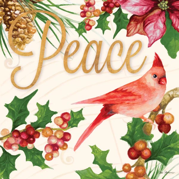 Cardinals: Bright Christmas Cardinal II by Janice Gaynor