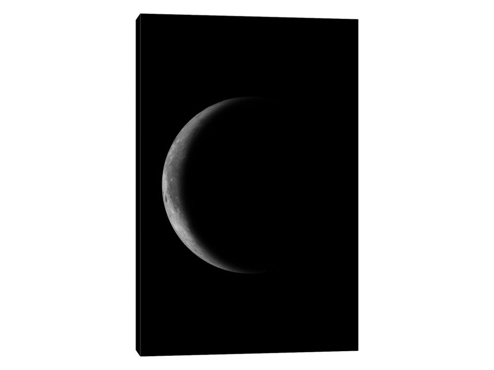 Waning Crescent Moon - Black Canvas Art by GetYourNerdOn