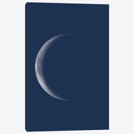 Waning Crescent Moon - Blue Canvas Print #GYO137} by GetYourNerdOn Art Print