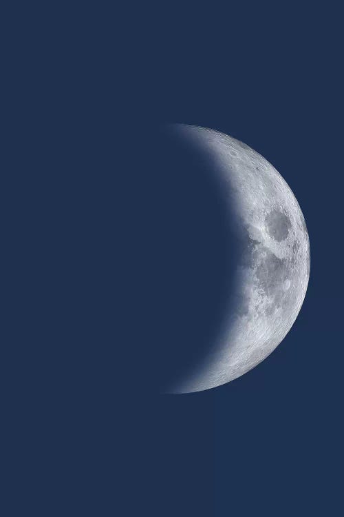 Waxing Crescent Moon - Blue