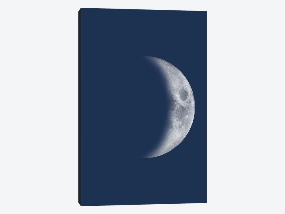 Waxing Crescent Moon - Blue 1-piece Canvas Print
