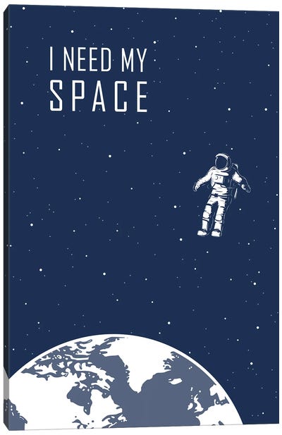 I Need My Space - Blue Canvas Art Print - Kids Astronomy & Space Art