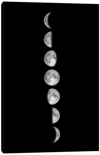 Minimalist Moon Phases - Black Canvas Art Print - GetYourNerdOn