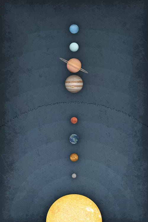 Solar System on Blue II by GetYourNerdOn wall art