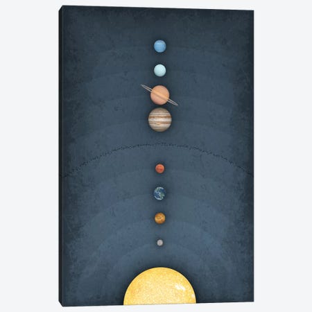 Solar System on Blue II Canvas Print #GYO158} by GetYourNerdOn Canvas Wall Art