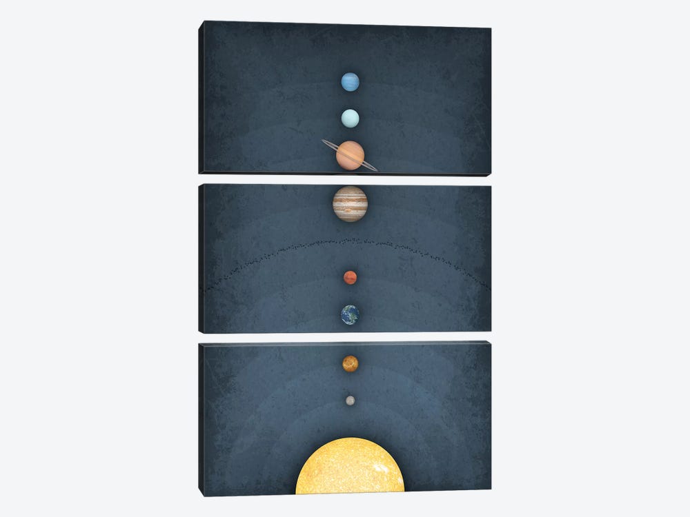 Solar System on Blue II by GetYourNerdOn 3-piece Canvas Art Print