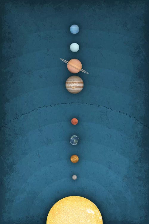 Solar System on Blue I by GetYourNerdOn wall art