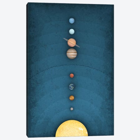 Solar System on Blue I Canvas Print #GYO159} by GetYourNerdOn Canvas Artwork