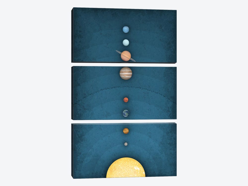 Solar System on Blue I by GetYourNerdOn 3-piece Canvas Wall Art