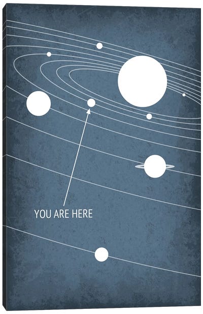 You Are Here - Solar System Canvas Art Print - Solar System Art