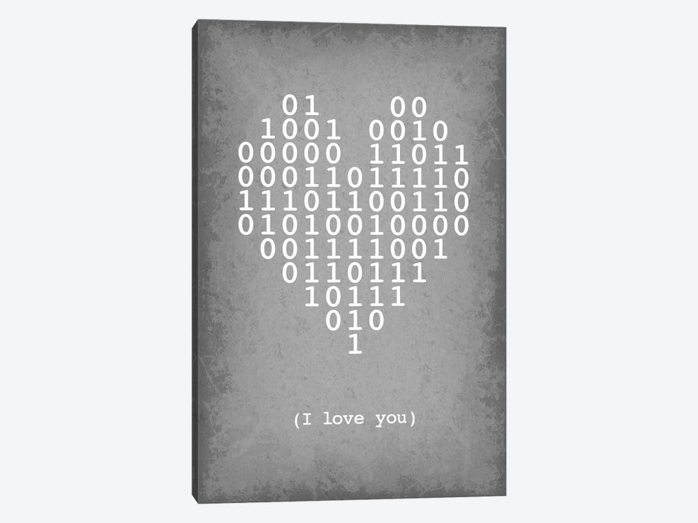 Binary Code Heart "I love you" by GetYourNerdOn 1-piece Canvas Art
