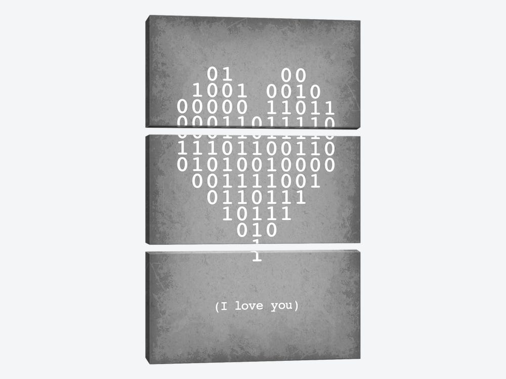 Binary Code Heart "I love you" by GetYourNerdOn 3-piece Canvas Artwork