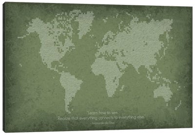 Binary Code World Map Canvas Art Print - GetYourNerdOn