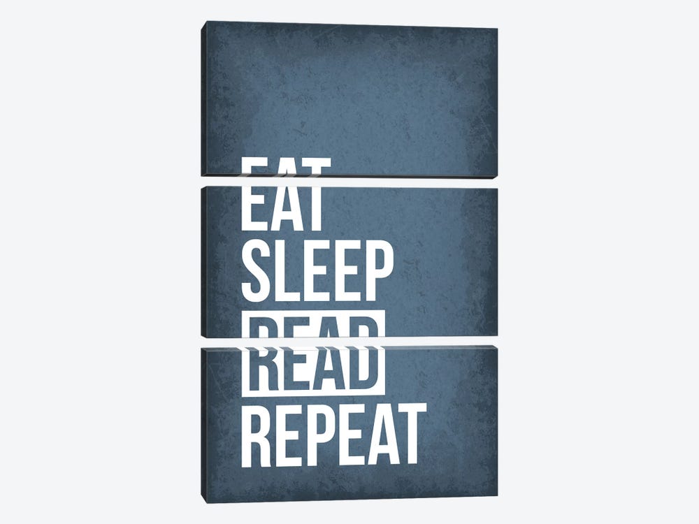 Eat Sleep Read Repeat by GetYourNerdOn 3-piece Canvas Art