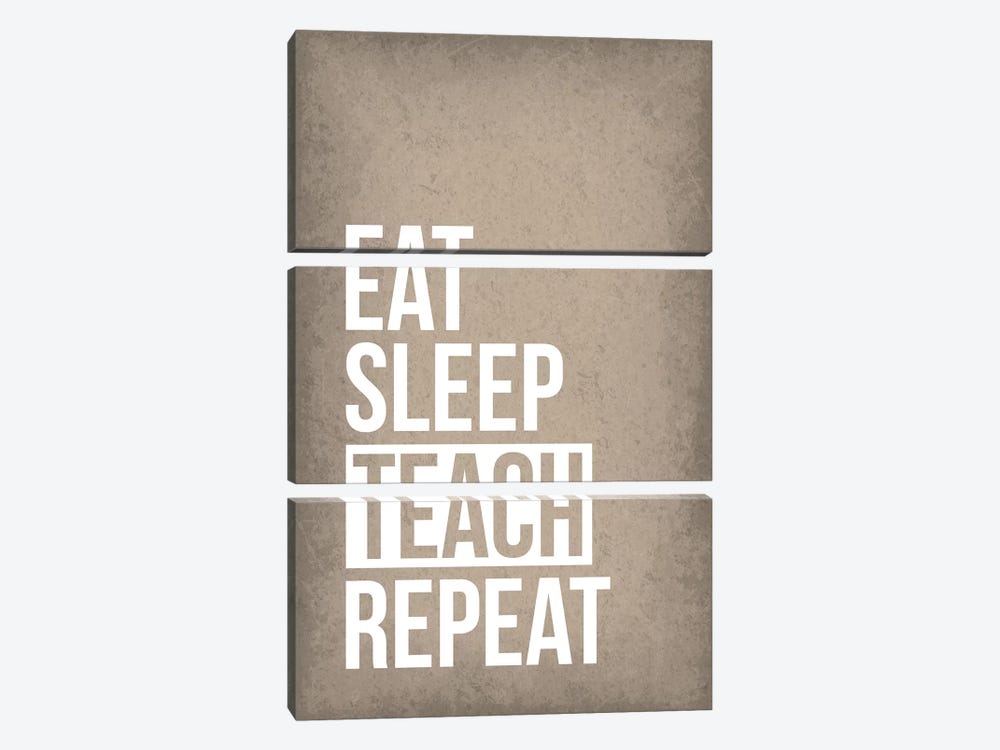 Eat Sleep Teach Repeat by GetYourNerdOn 3-piece Canvas Art