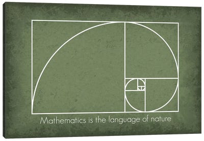 Fibonacci Spiral Math Quote Canvas Art Print - Mathematics Art