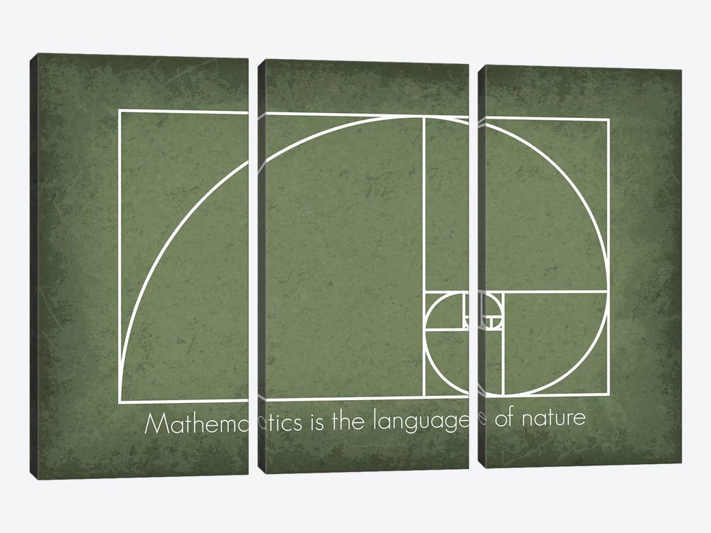 Fibonacci Spiral Math Quote by GetYourNerdOn 3-piece Canvas Print