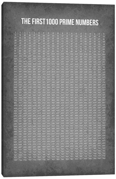 First 1000 Prime Numbers Canvas Art Print - Mathematics Art