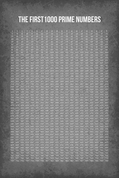 Mathematics: First 1000 Prime Numbers by GetYourNerdOn